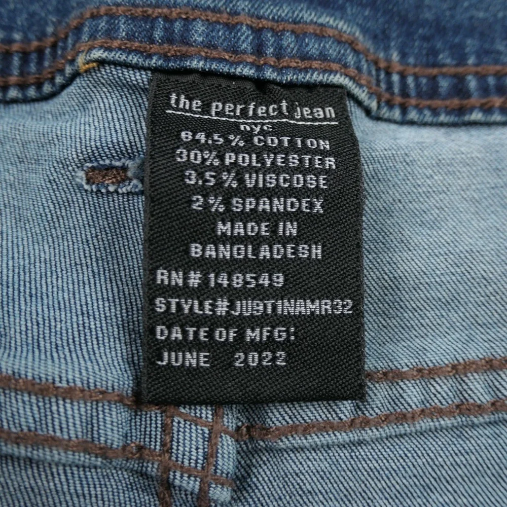 The Perfect Jean NYC Slim Fit Mens 36x32 Admiral MD Blue Stretch Denim Casual